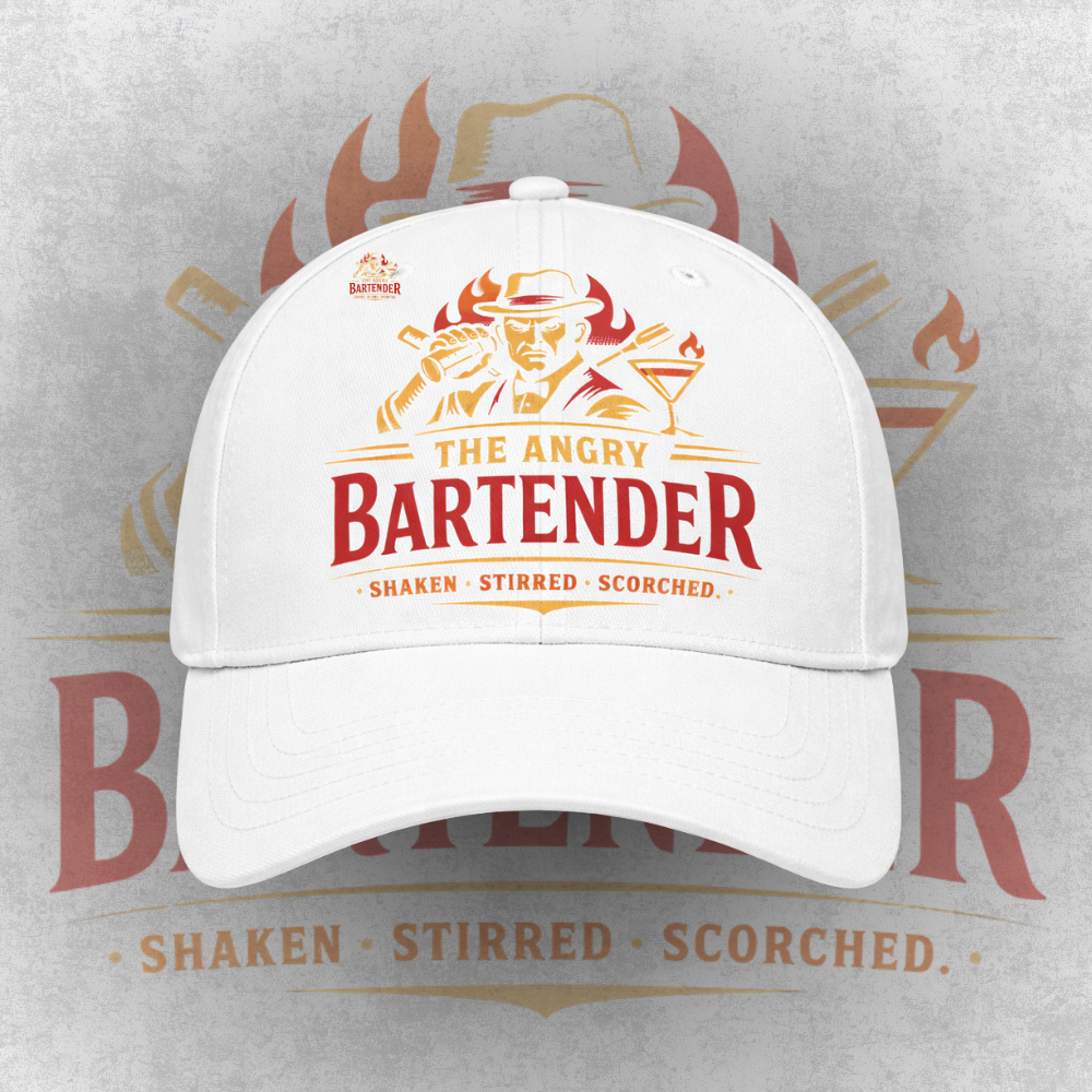 The Angry Bartender Signature Cap – White Edition